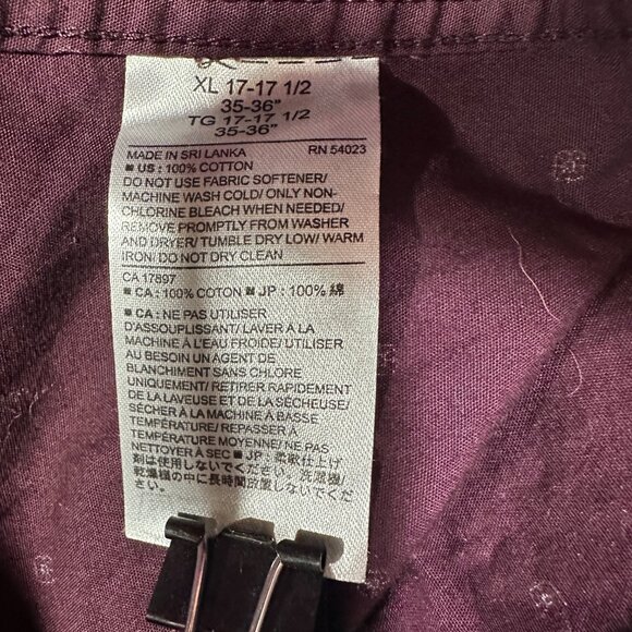 Banana Republic Shirt Men XL Non Iron Slim Fit Purple Print Cotton Button Up - Picture 6 of 8
